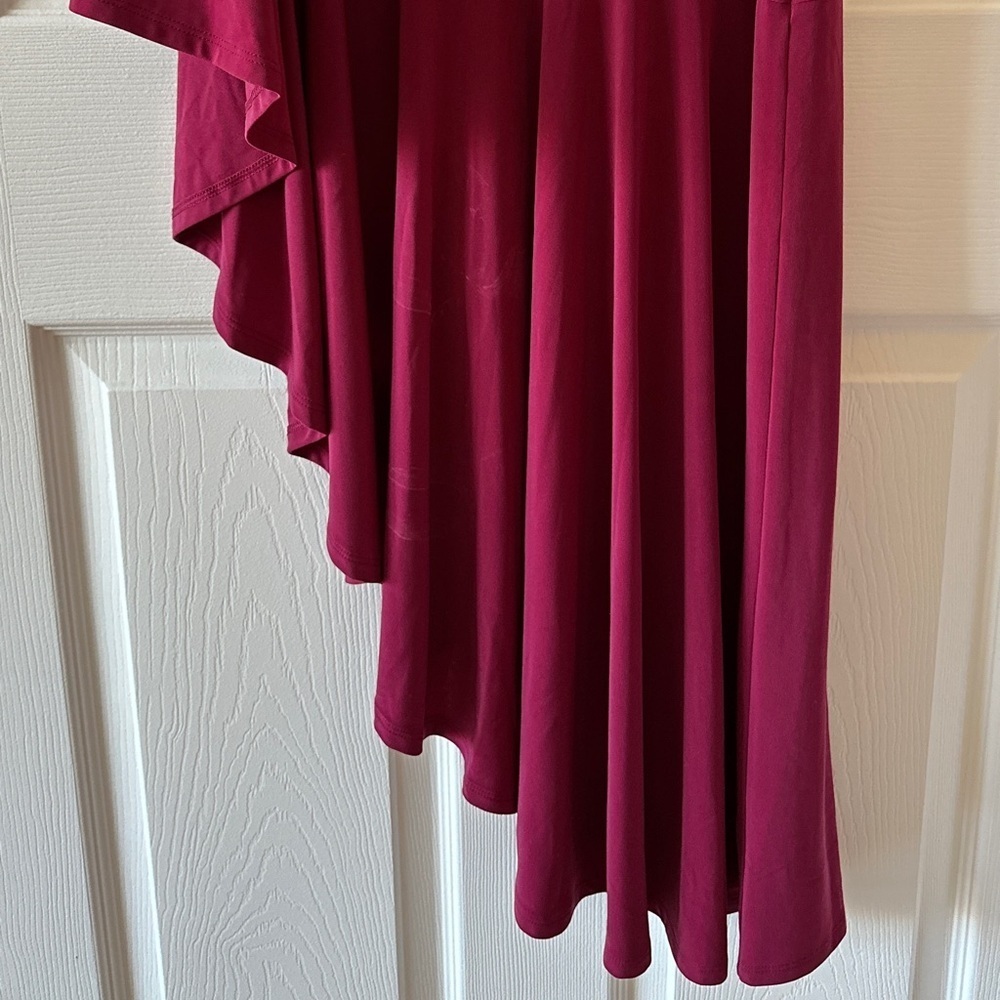 Express Strapless Asymmetrical Ruffle Maxi Dress, Fuchsia, Size Medium - Picture 14 of 15